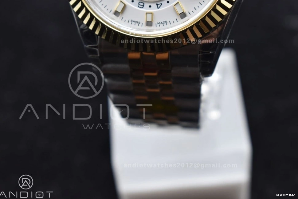SS Best Noob A23J Skydweller On SS YG White Bracelet 1113 Edition EasyCare YG Dial 1202